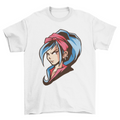 Anime girl blue hair t-shirt