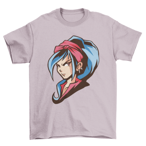 Anime girl blue hair t-shirt