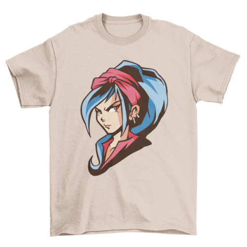 Anime girl blue hair t-shirt