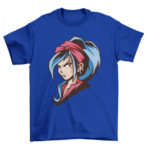 Anime girl blue hair t-shirt