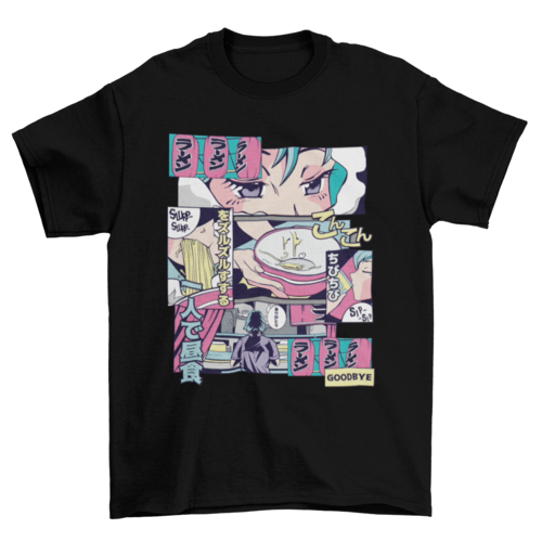 Ramen shop anime t-shirt design