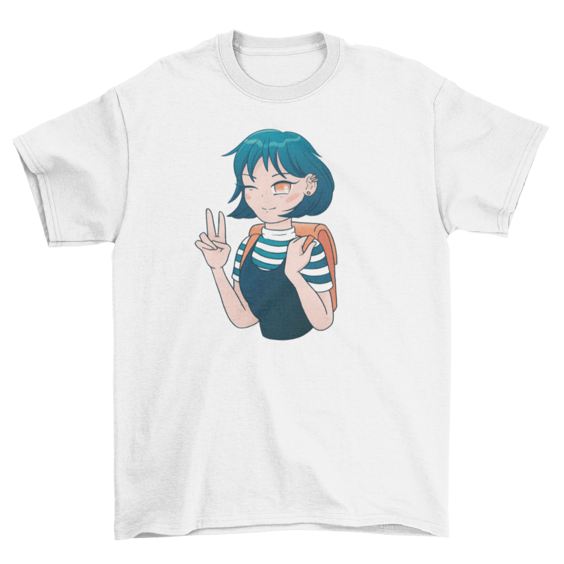 Anime girl in turtleneck t-shirt