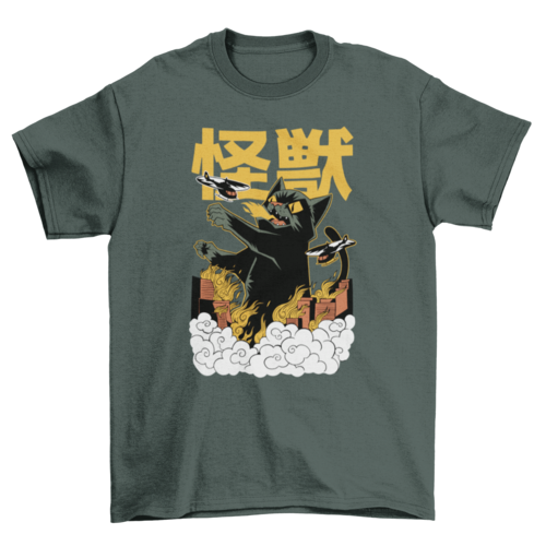 Kaiju anime cat monster t-shirt