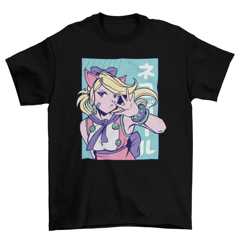 Cute anime girl cat ears t-shirt