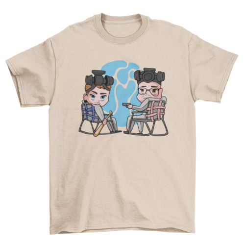 Chibi anime with weapons t-shirt