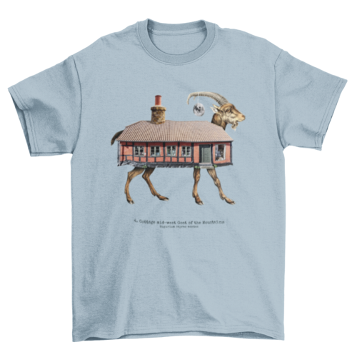 Amazing Fashion Farm house Design Shape building Goat animal t-shirt