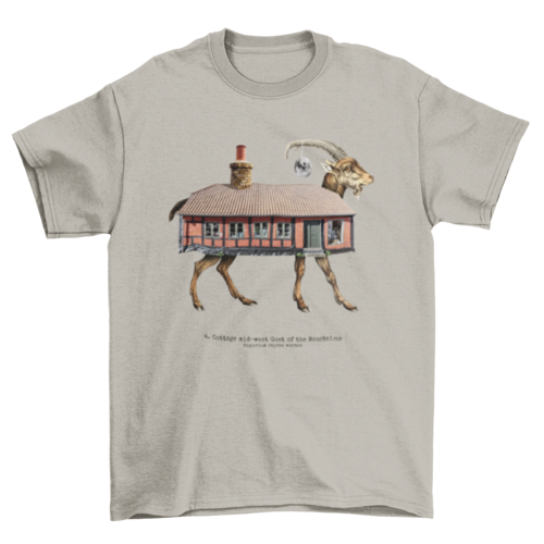Amazing Fashion Farm house Design Shape building Goat animal t-shirt