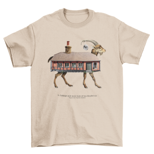 Amazing Fashion Farm house Design Shape building Goat animal t-shirt