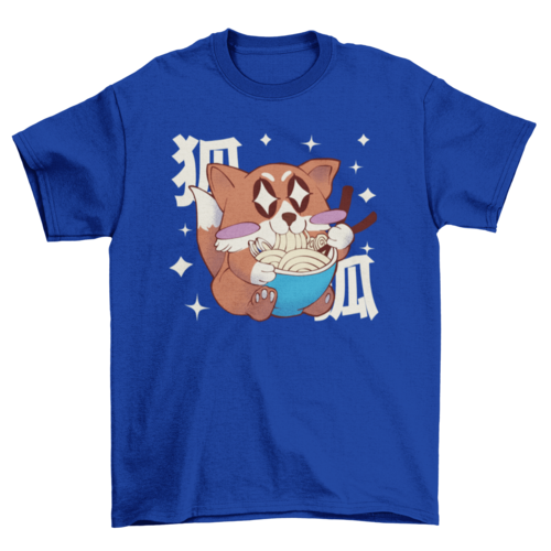 Anime fox eating ramen t-shirt design