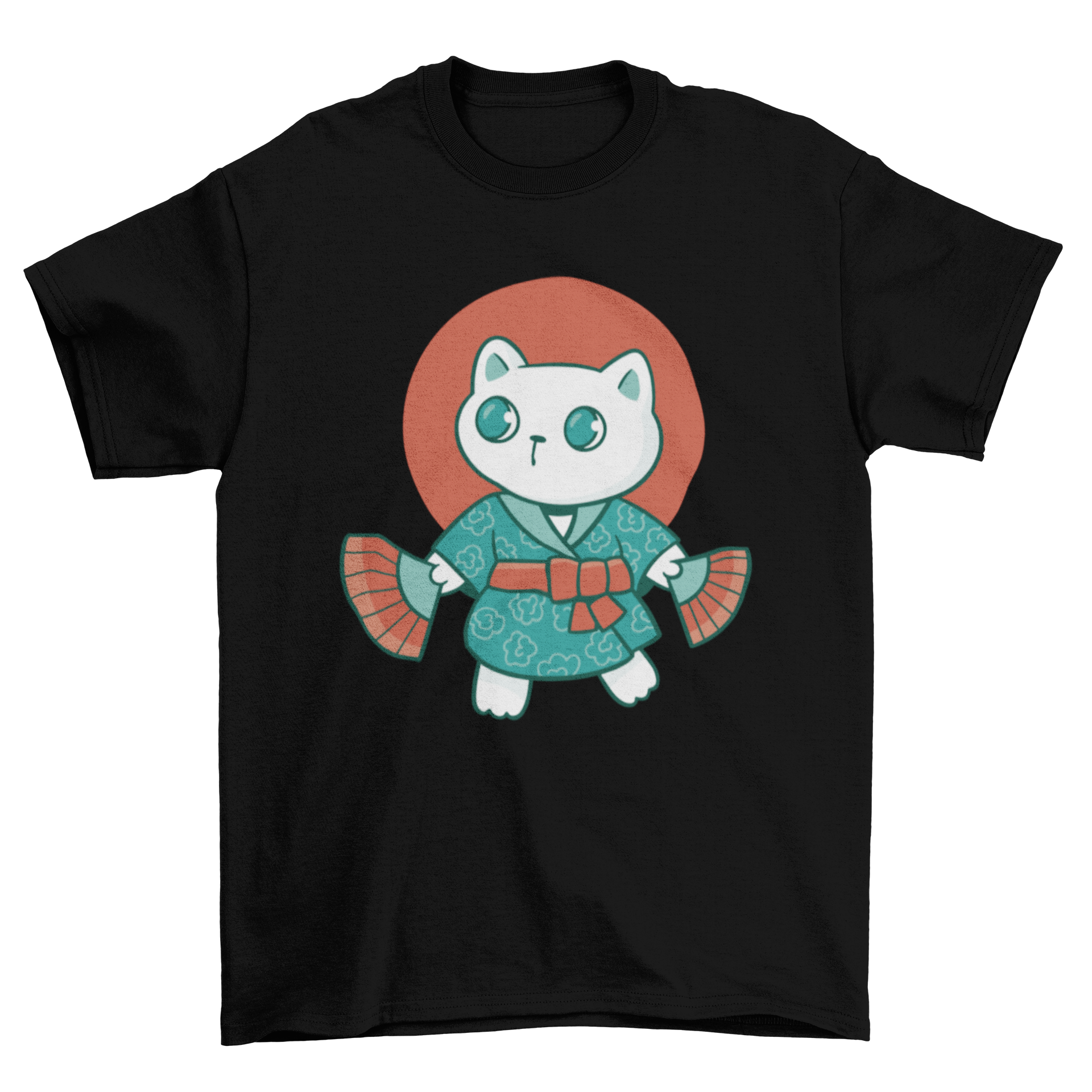 Cat animal in japanese yukata t-shirt design