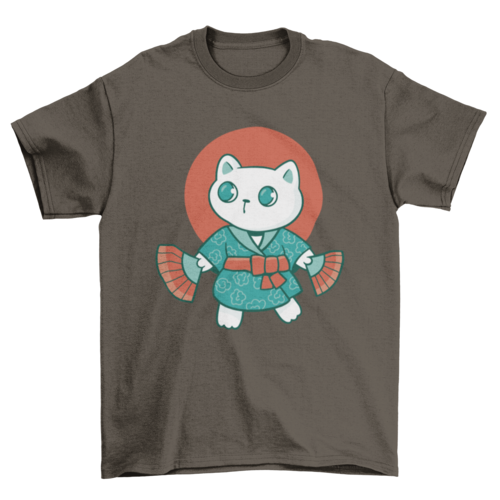 Cat animal in japanese yukata t-shirt design