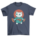 Cat animal in japanese yukata t-shirt design