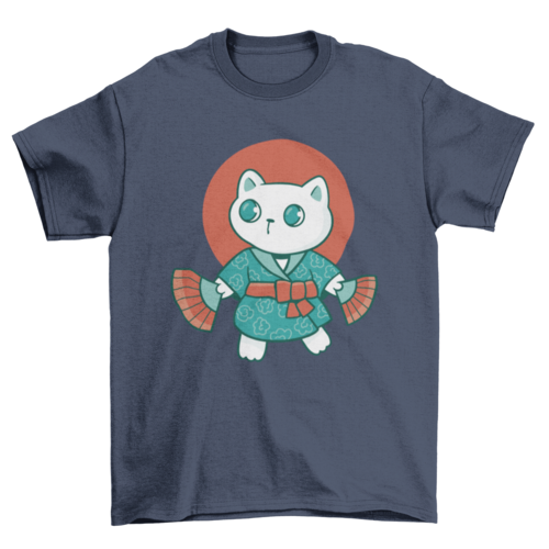 Cat animal in japanese yukata t-shirt design