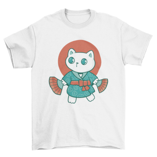 Cat animal in japanese yukata t-shirt design