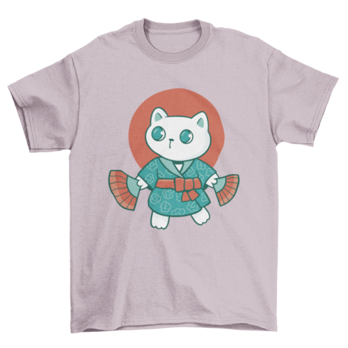Cat animal in japanese yukata t-shirt design