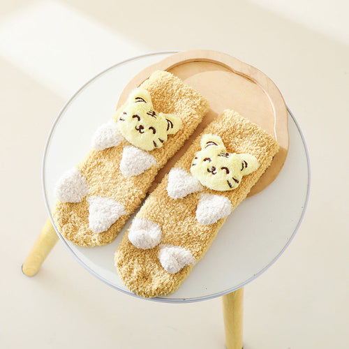 Baby Cartoon Animal Graphic Thermal Plush Design Long Tube Socks